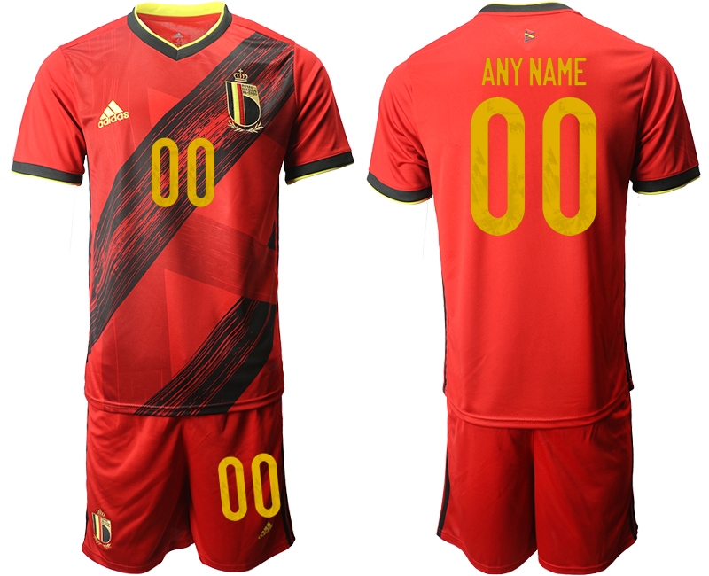 Men 2021 European Cup Belgium home red customized Soccer Jersey->belgium jersey->Soccer Country Jersey